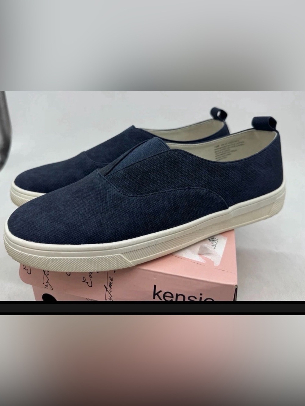 Kensie Salia Sneakers Women's Navy Blue Canvas Slip-On Low Top Walking - 7